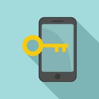 Phone key authentication icon, flat style vector