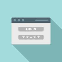 Login page authentication icon, flat style vector