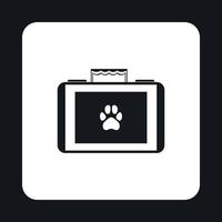 Suitcase for animals icon, simple style vector