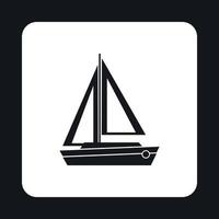 Boat with two sails icon, simple style vector