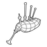 Bagpipe icon, outline isometric style vector