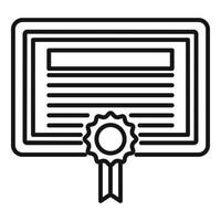 icono de certificado de atestación, estilo de esquema vector