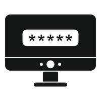 Pc login authentication icon, simple style vector