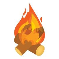 Burning bonfire icon, isometric 3d style vector