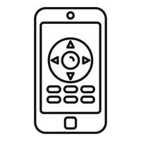 icono de control remoto del teléfono, estilo de esquema vector