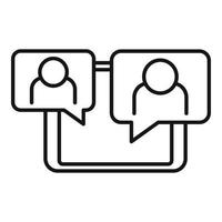 Tablet online meeting icon, outline style vector