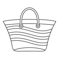 icono de bolsa de playa de mujer, estilo de esquema vector