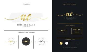 handwriting Initial of letter AE A E feminine and beauty logo design vector