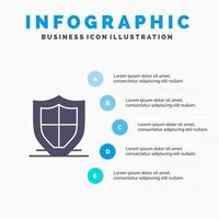 Internet Protection Safety Security Shield Solid Icon Infographics 5 Steps Presentation Background vector