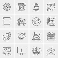 16 iconos de negocios universales vector ilustración de icono creativo para usar en proyectos relacionados con la web y dispositivos móviles