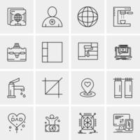 16 iconos de negocios universales vector ilustración de icono creativo para usar en proyectos relacionados con la web y dispositivos móviles