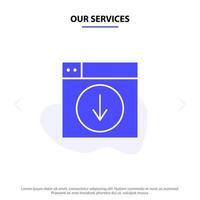 Our Services Web Design download down application Solid Glyph Icon Web card Template vector