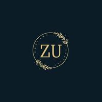 Initial ZU beauty monogram and elegant logo design, handwriting logo of initial signature, wedding, fashion, floral and botanical with creative template. vector