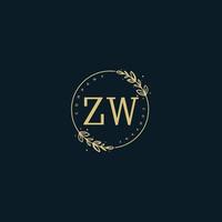 Initial ZW beauty monogram and elegant logo design, handwriting logo of initial signature, wedding, fashion, floral and botanical with creative template. vector