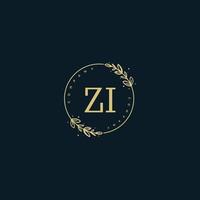 Initial ZI beauty monogram and elegant logo design, handwriting logo of initial signature, wedding, fashion, floral and botanical with creative template. vector