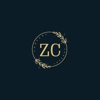 monograma de belleza zc inicial y diseño de logotipo elegante, logotipo de escritura a mano de firma inicial, boda, moda, floral y botánica con plantilla creativa. vector