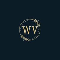 Initial WV beauty monogram and elegant logo design, handwriting logo of initial signature, wedding, fashion, floral and botanical with creative template. vector