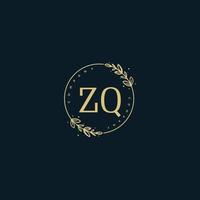 Initial ZQ beauty monogram and elegant logo design, handwriting logo of initial signature, wedding, fashion, floral and botanical with creative template. vector