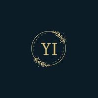 Initial YI beauty monogram and elegant logo design, handwriting logo of initial signature, wedding, fashion, floral and botanical with creative template. vector