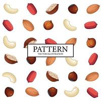 Pattern background set of different nuts - Vector