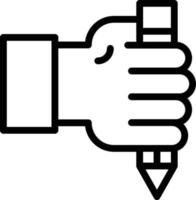 Hand And Pencil Line Icon vector