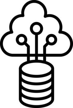 icono de línea de datos en la nube vector