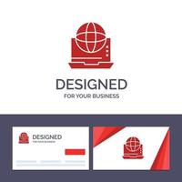 tarjeta de visita creativa y plantilla de logotipo conexión de comunicación empresarial de internet red en línea ilustración vectorial vector