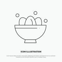 Bowl Celebration Easter Egg Nest Line Icon Vector