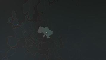 World map with different targets for cyber attack. Hacking and technology concept. Macro shooting at monitor pixels video