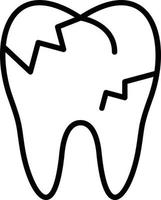 icono de línea de dientes cariados vector