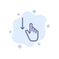 Down Finger Gesture Gestures Hand Blue Icon on Abstract Cloud Background vector