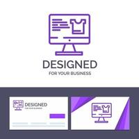 Creative Business Card and Logo template Computer Screen Monitor Shopping Vector Illustration