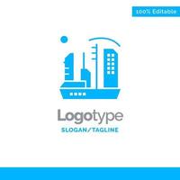 City Colonization Colony Dome Expansion Blue Solid Logo Template Place for Tagline vector