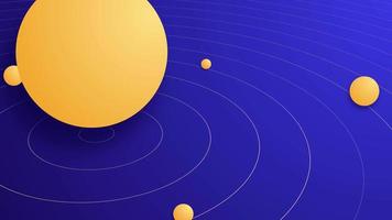 Shiny video background animation orbits Earth and has abstract planets moving in ripple, seamless loop animation.