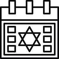 icono de línea de calendario hebreo vector