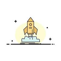 launch startup ship shuttle mission Flat Color Icon Vector