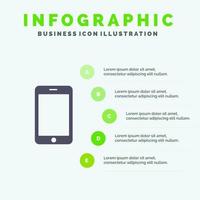 Cell Mobile Phone Call Solid Icon Infographics 5 Steps Presentation Background vector