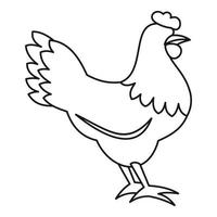 icono de gallina, estilo de contorno vector