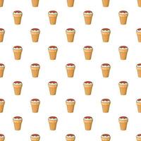 Ice cream with chocolate in waffle cup pattern vector