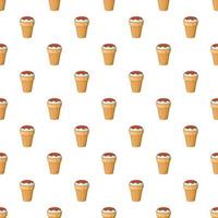 Ice cream with chocolate in waffle cup pattern vector