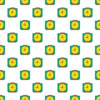 Square wall clock pattern, cartoon style vector