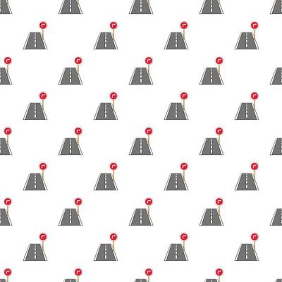 Road sign right turn pattern, cartoon style