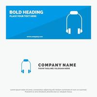 Headphone Earphone Phone Music SOlid Icon Website Banner and Business Logo Template vector