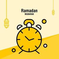 plantilla de saludo ramadan kareem media luna islámica y linterna árabe ilustración vectorial vector