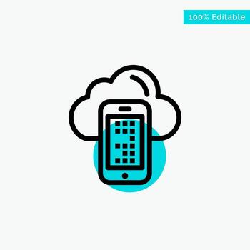 Cloud Computing Mobile Cell turquoise highlight circle point Vector icon