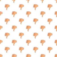 Gesture thumbs down pattern, cartoon style vector