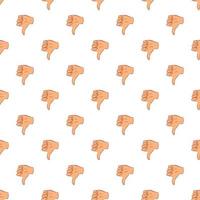 Gesture thumbs down pattern, cartoon style vector