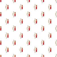 Bow and arrow pattern, cartoon style vector