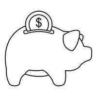 Pig money box icon, outline style vector