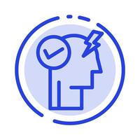 Brain Mind Power Power Mode Activate Blue Dotted Line Line Icon vector